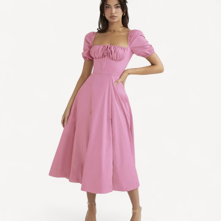 Puff Sleeve Midi Dress