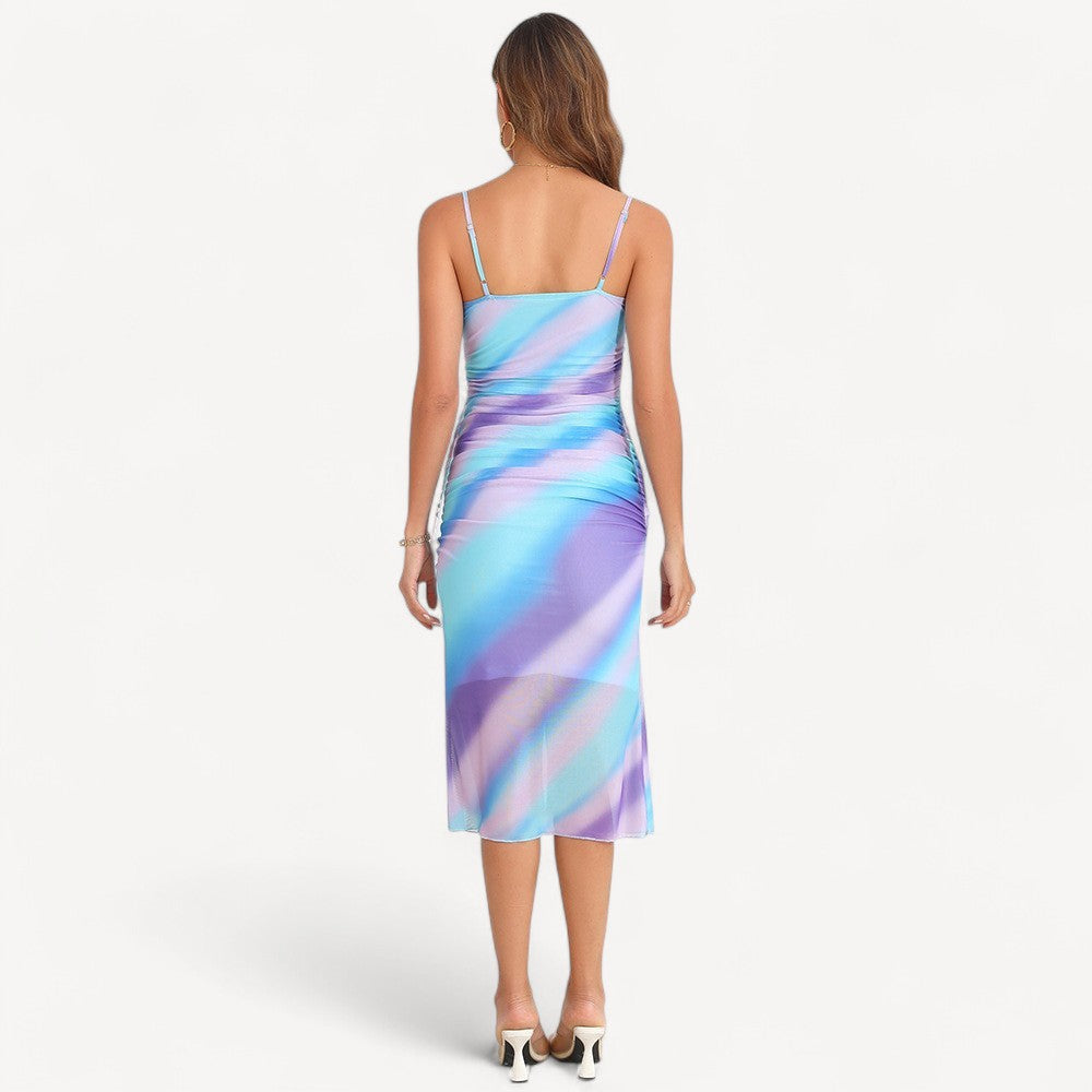 Ruched Floral Midi Dress