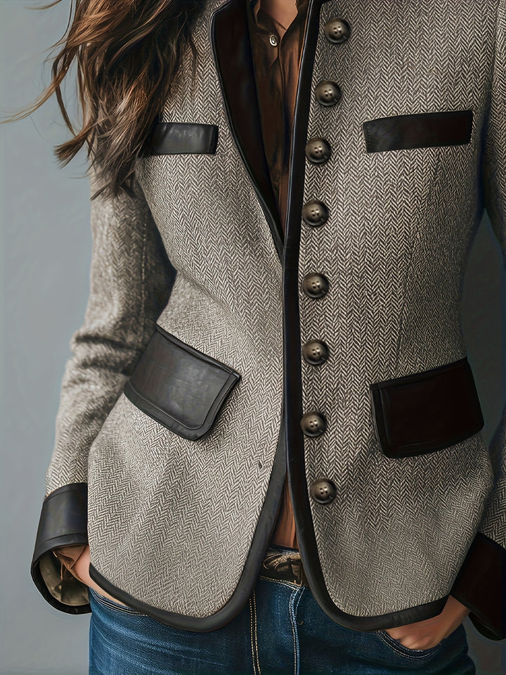 Clarina – Classic Stand-Collar Button Blazer Coat