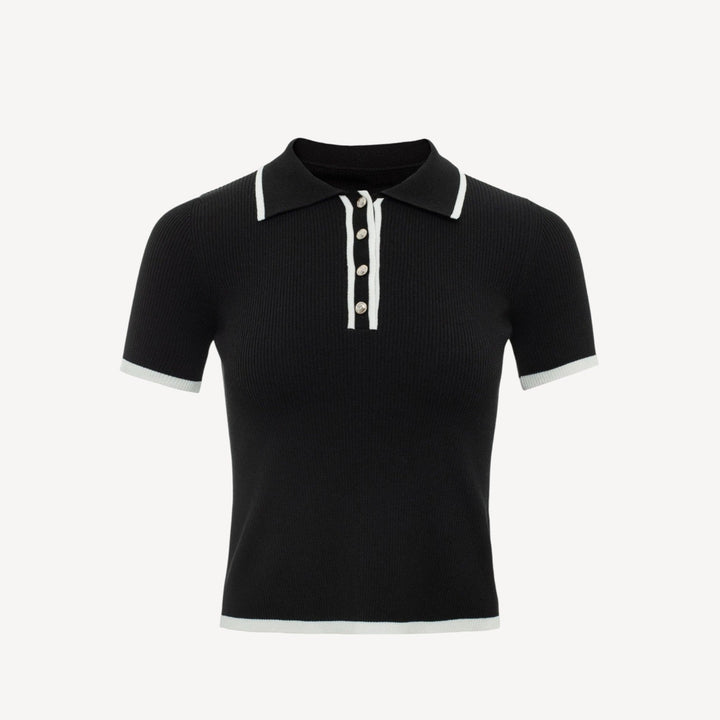 Ribbed Knit Polo Shirt