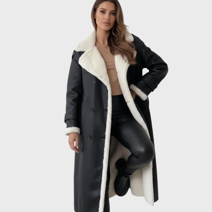 Women's Longline Faux Shearling Lined Winter Coat