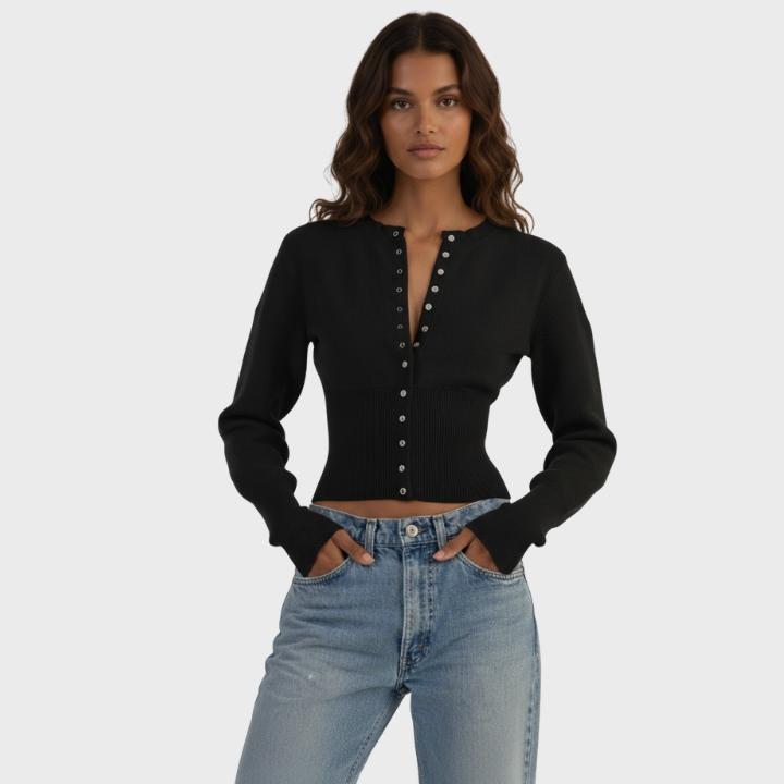 Women's Modern Slim-Fit Button Front Cropped Cardigan