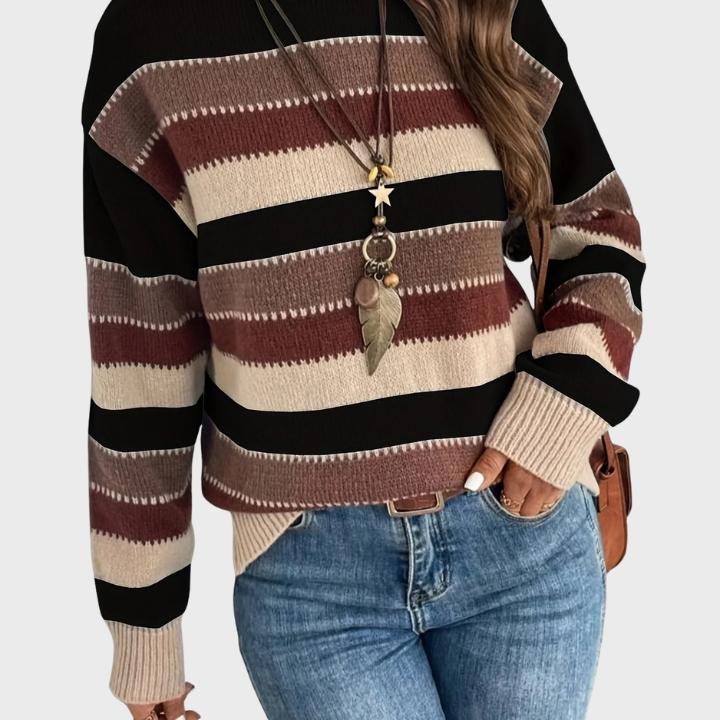 Women’s Casual Retro Stripe Knit Pullover