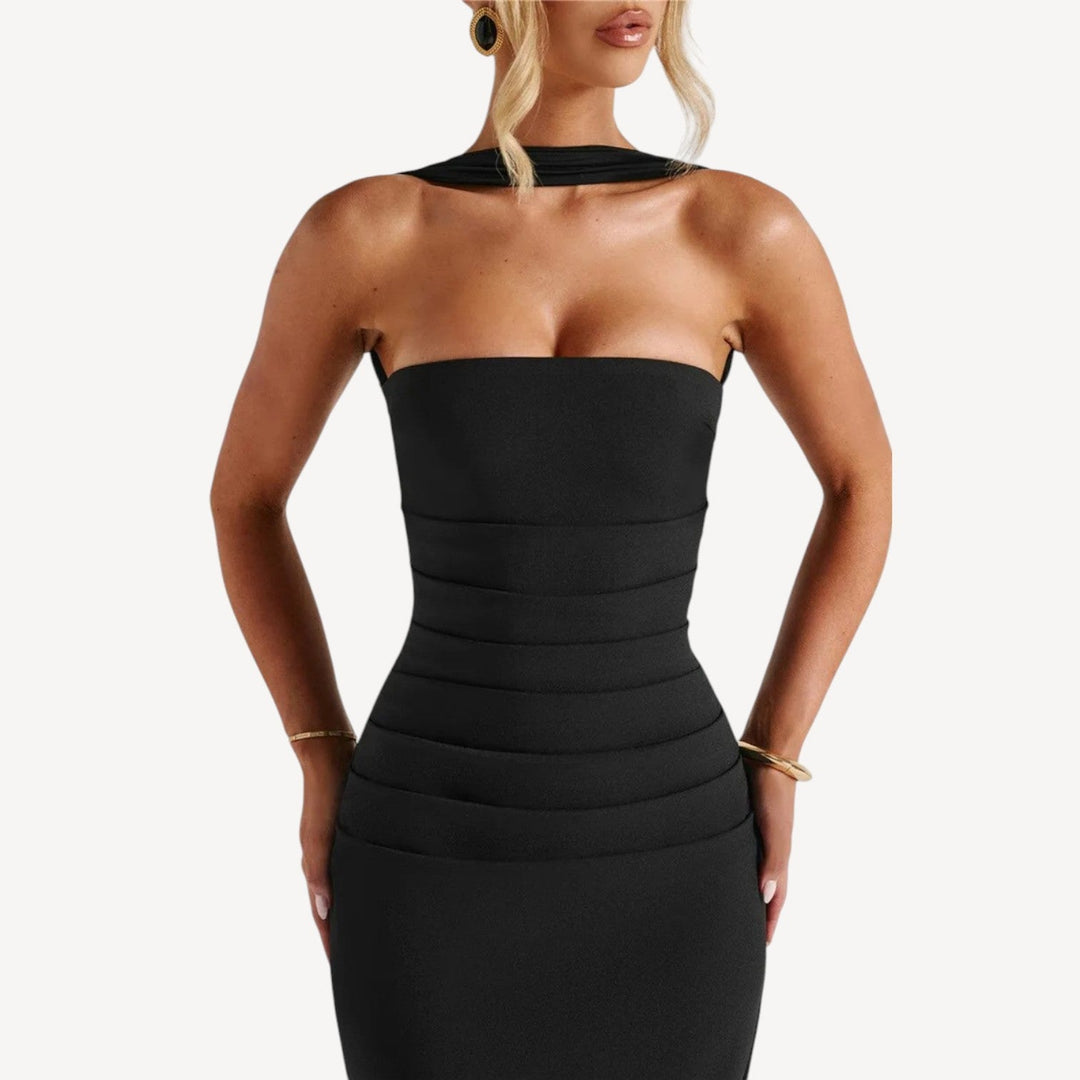 Strapless Dress with Scarf