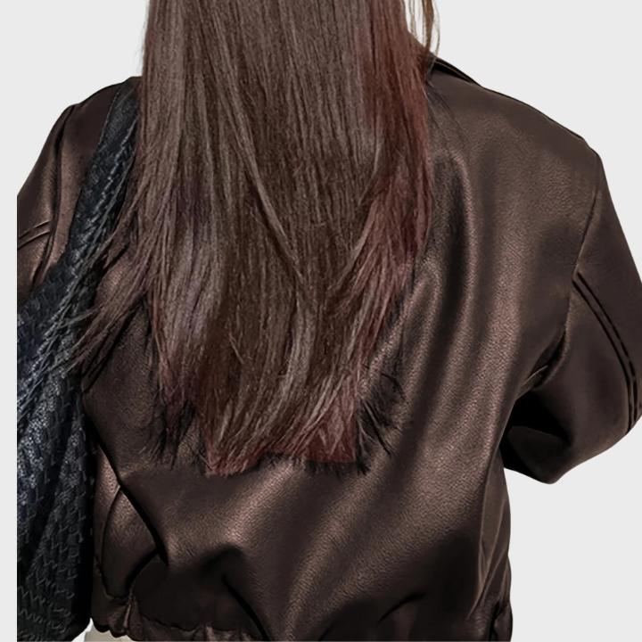 Women’s Classic Brown Zip-Up Leather Jacket