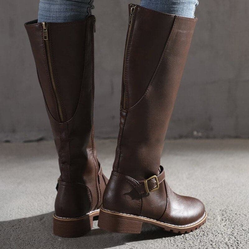 Elizabeth | Classic Buckle Knee-High Boots for Women