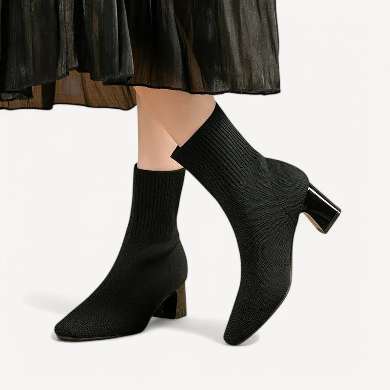 Knit Heeled Ankle Boots