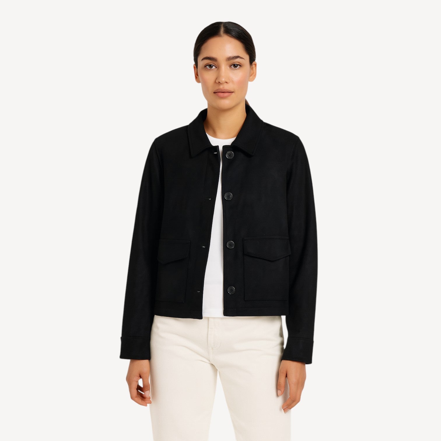 Button Front Suede Jacket