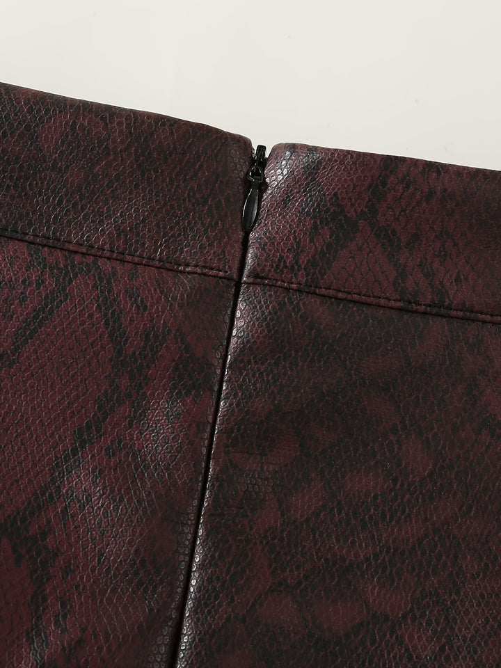 Arlena™ Snake-Pattern Leather Skirt