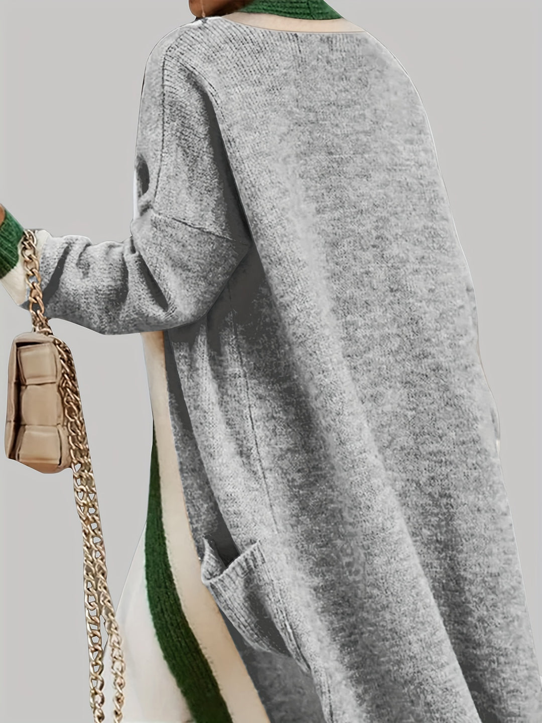 ARLENE™ Long Knitted Contrast Trim Cardigan