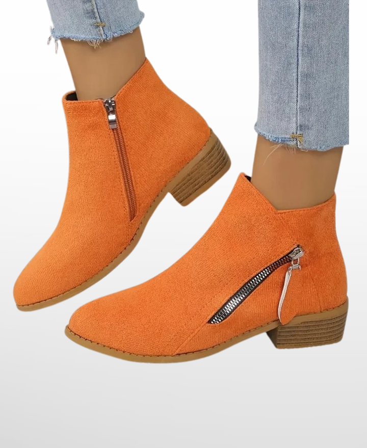 Women’s Mid-Heel Ankle Boots Side Zip