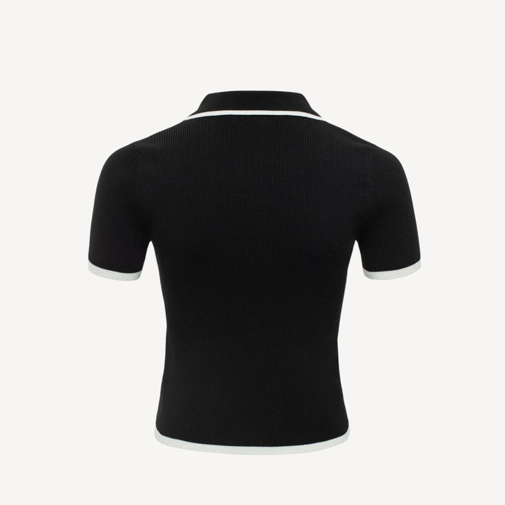 Ribbed Knit Polo Shirt