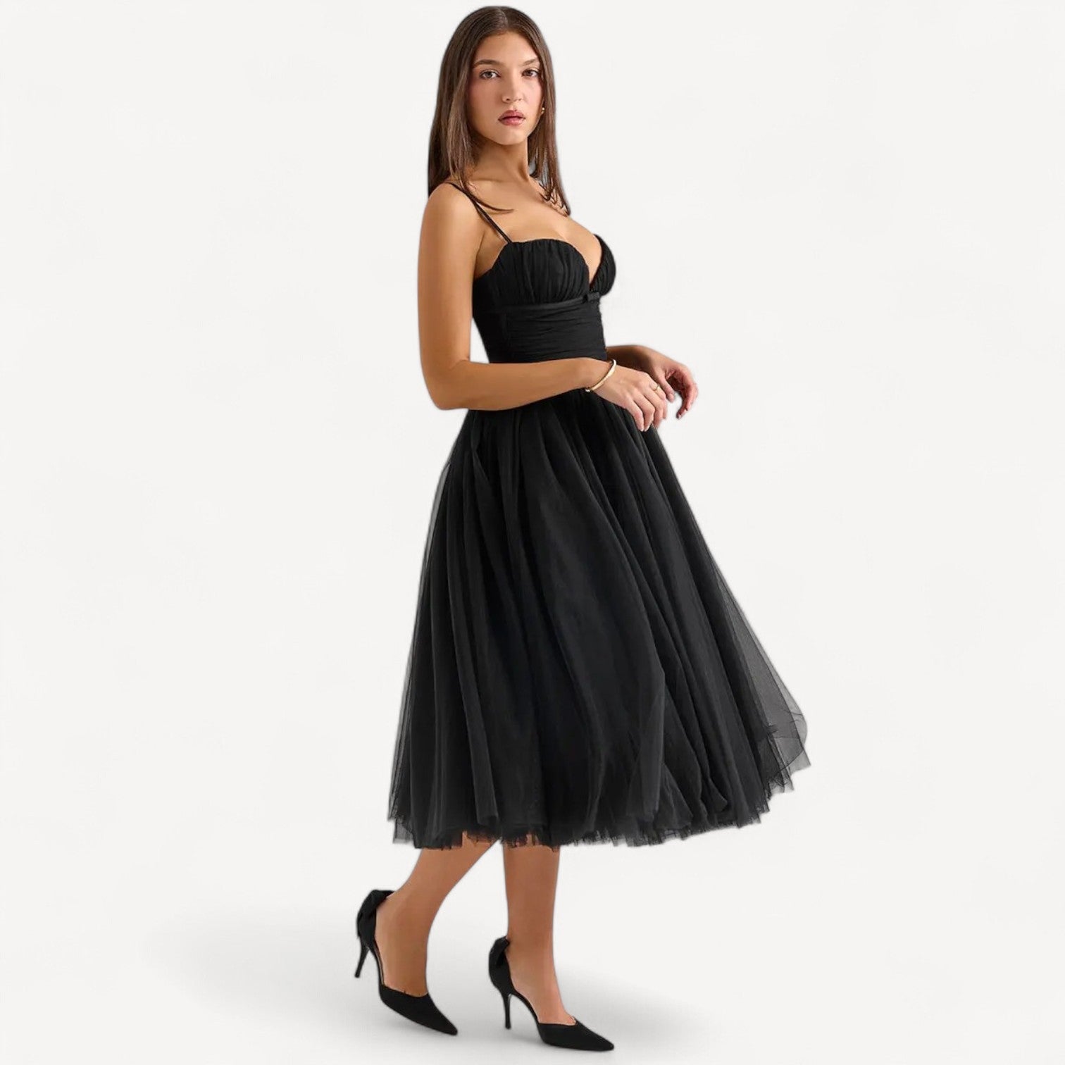 Elegant Tulle Midi Dress