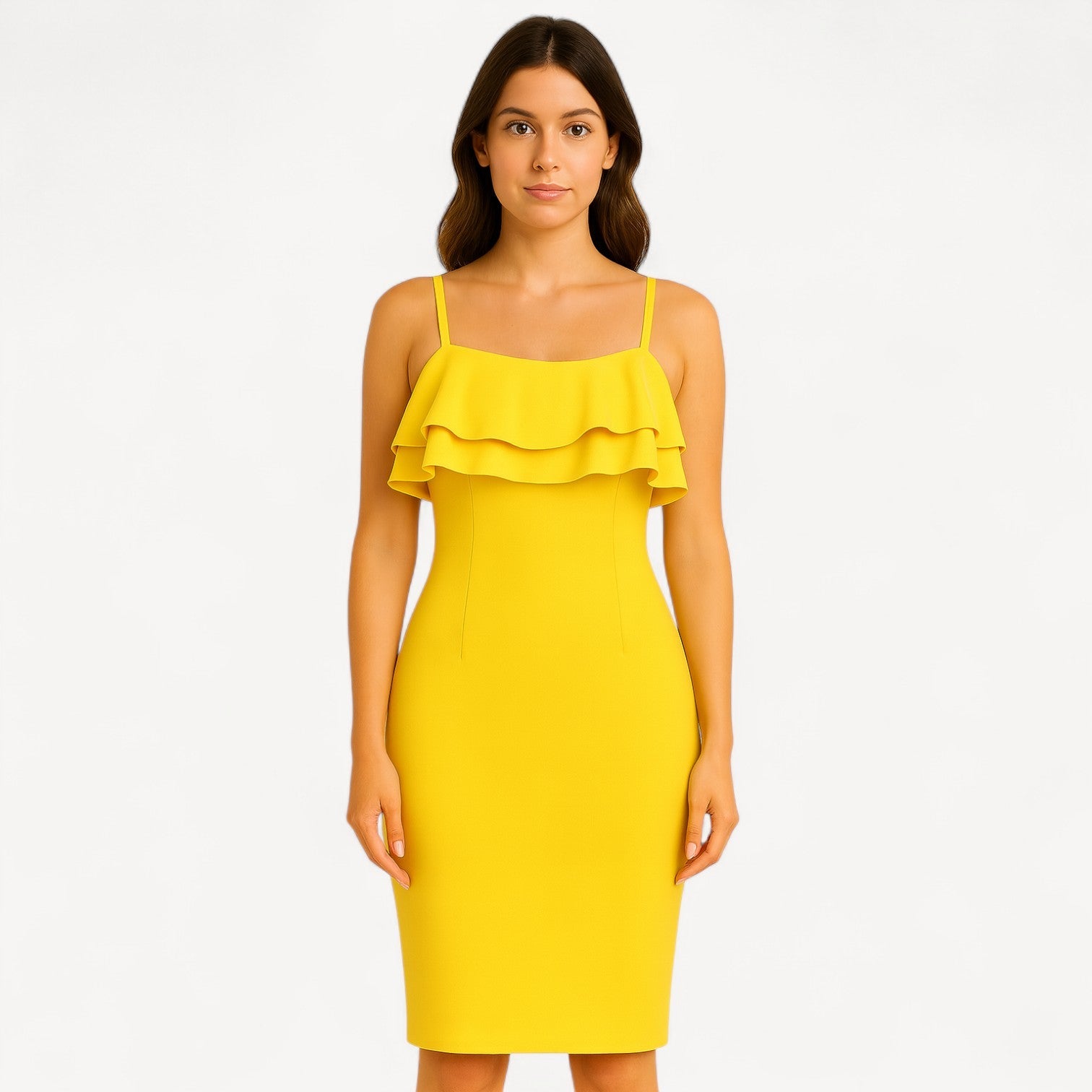 Ruffle Front Midi Dress