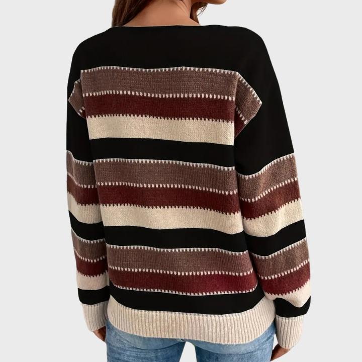 Women’s Casual Retro Stripe Knit Pullover