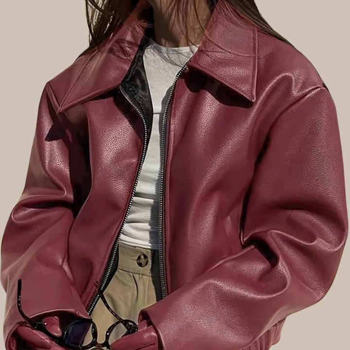 AMELIA – RETRO OVERSIZED LEATHER-LOOK JACKET