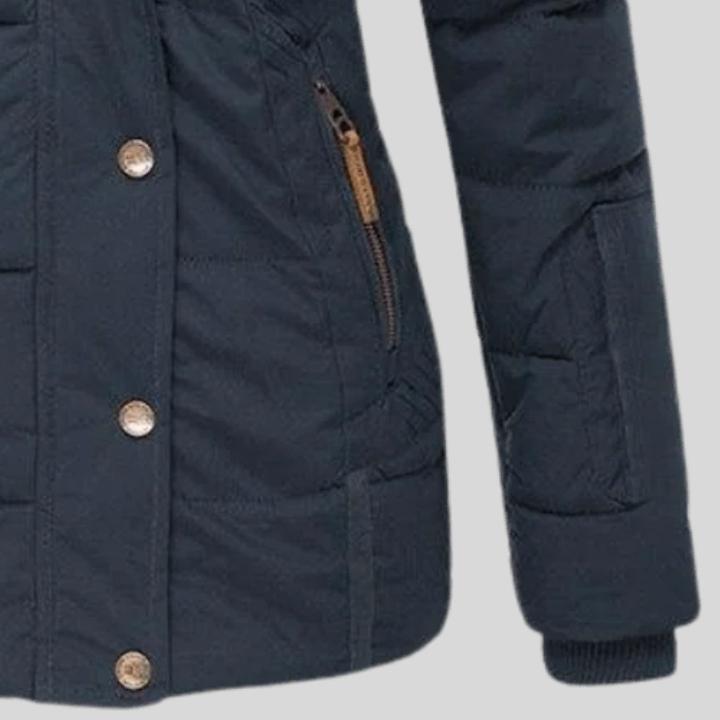 Women’s Long Sleeve Puffer Coat with Soft Fur Lining