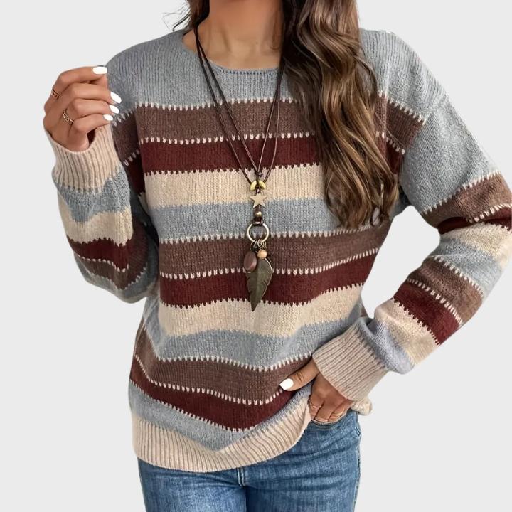 Women’s Casual Retro Stripe Knit Pullover