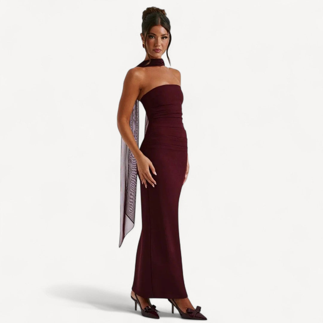 Strapless Dress with Scarf