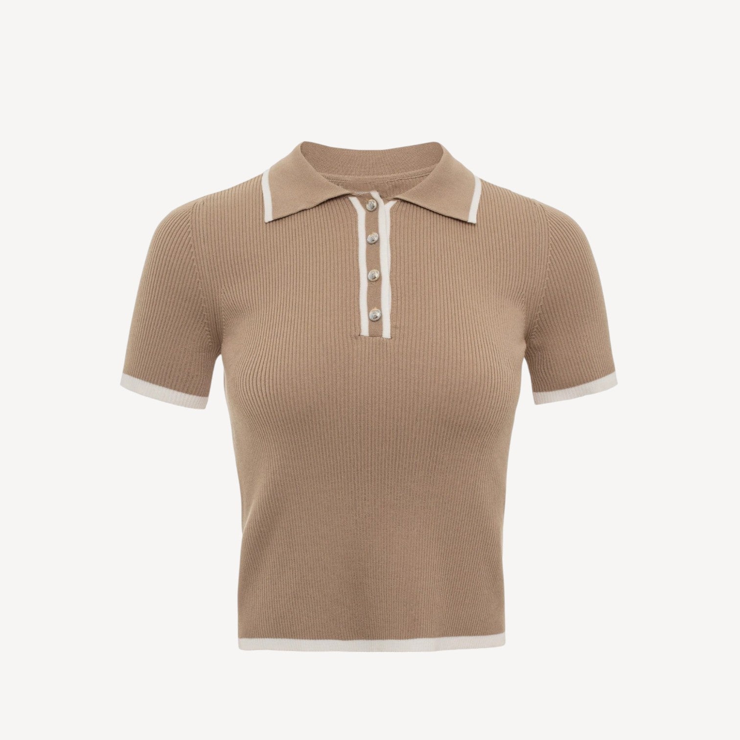Ribbed Knit Polo Shirt