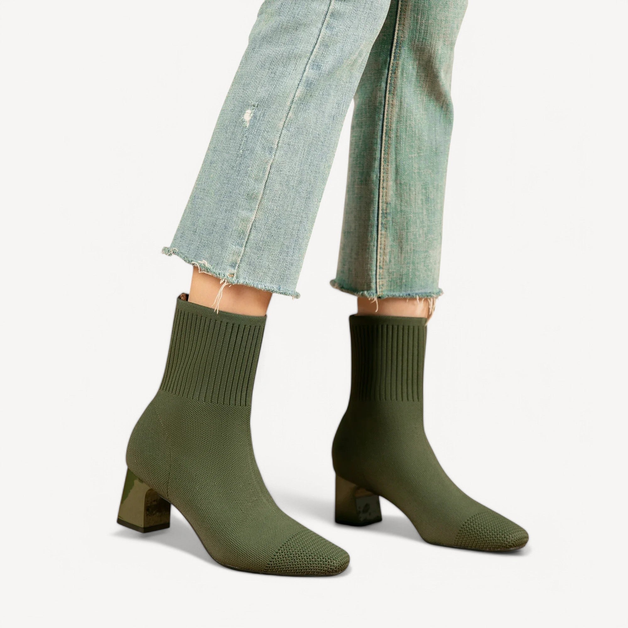 Knit Heeled Ankle Boots