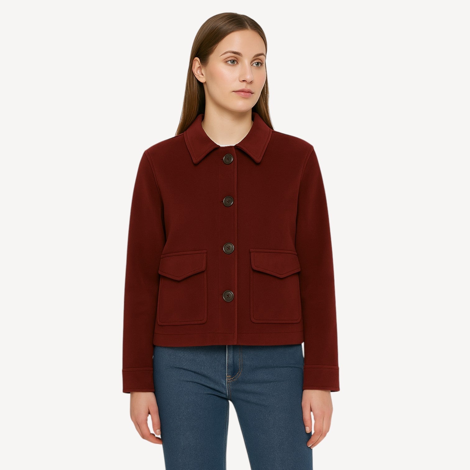 Button Front Suede Jacket