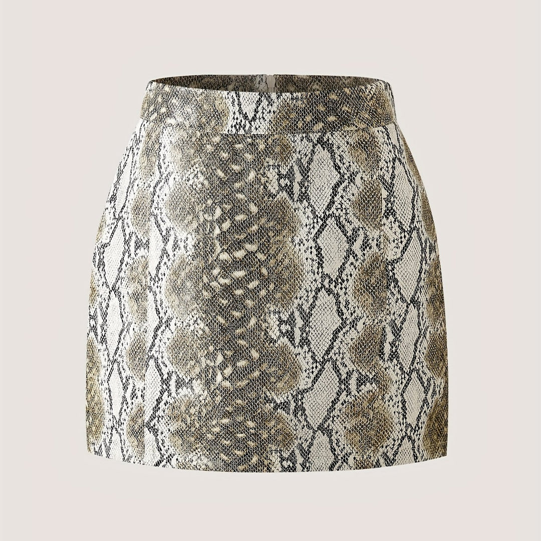Arlena™ Snake-Pattern Leather Skirt