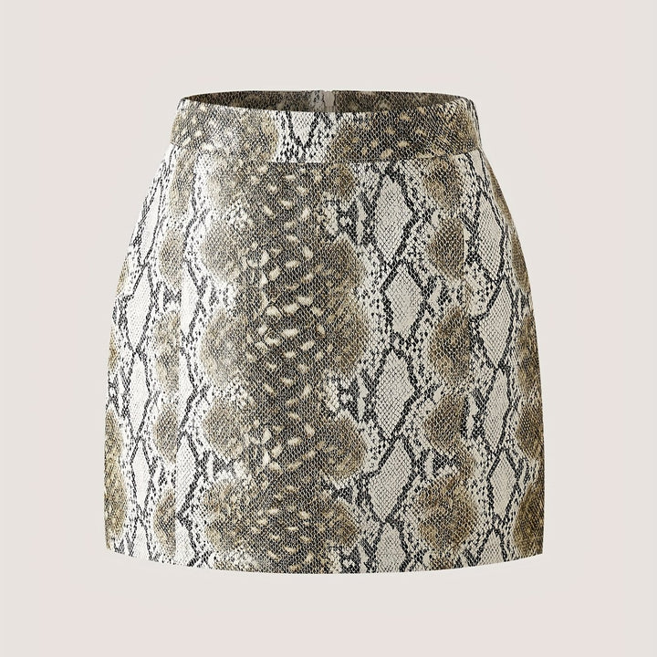 Arlena™ Snake-Pattern Leather Skirt
