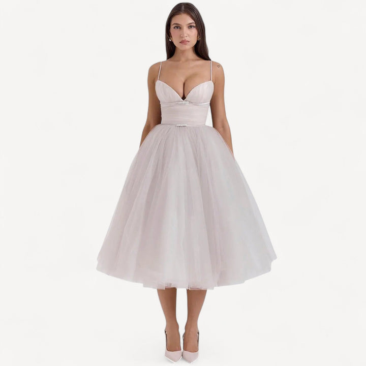 Elegant Tulle Midi Dress
