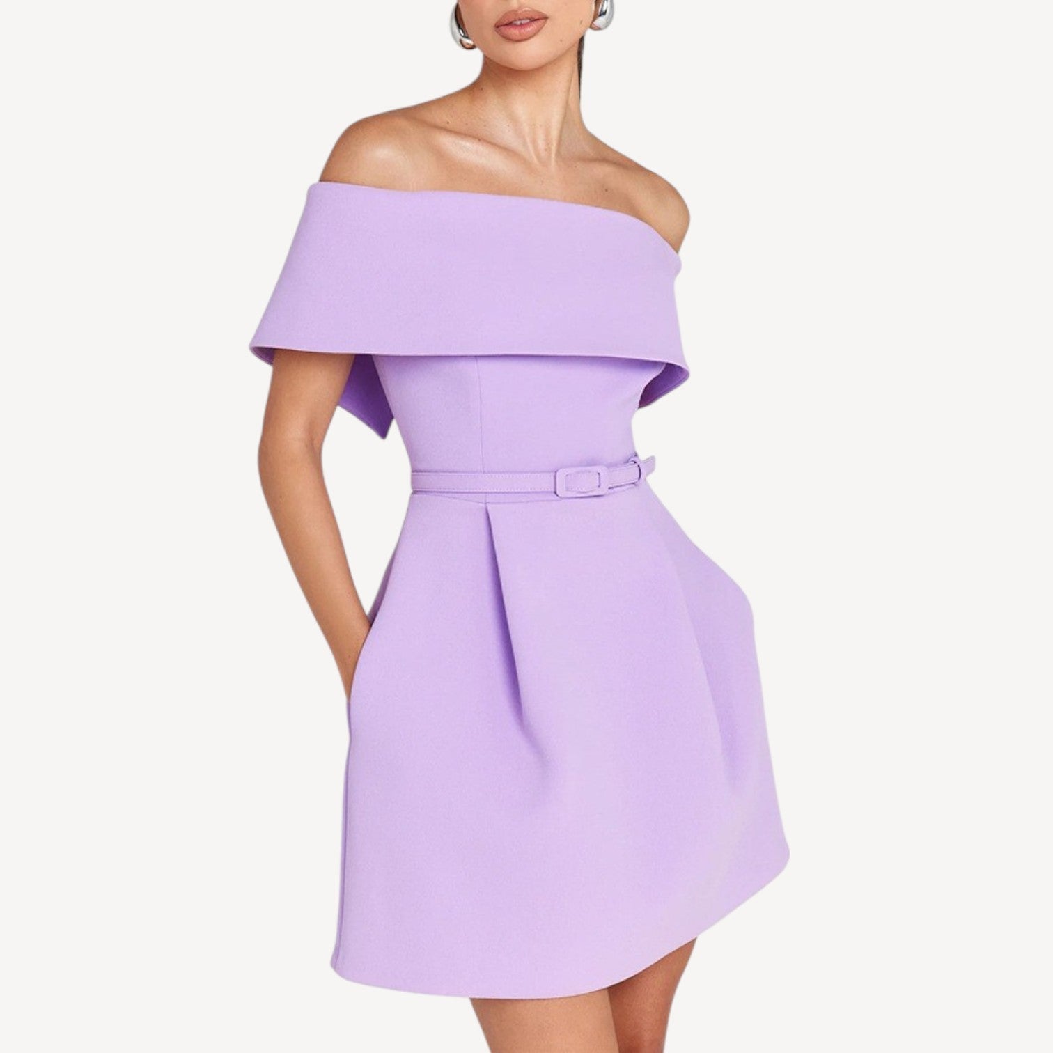 Off Shoulder Belted Mini
