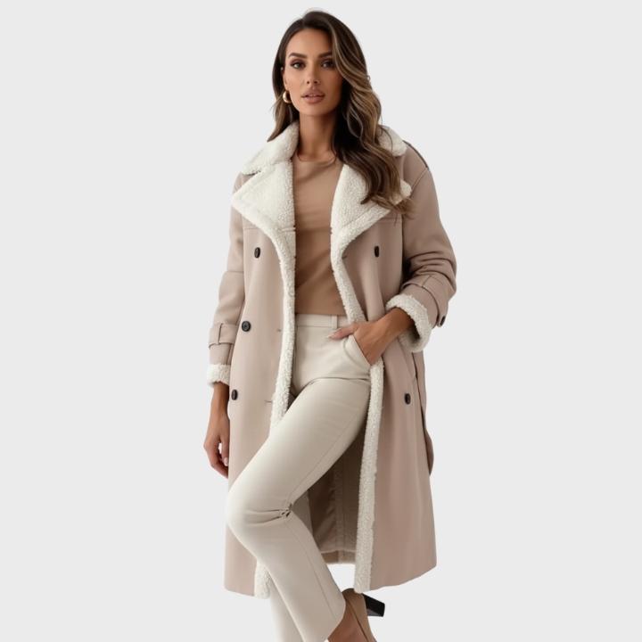 Women's Longline Faux Shearling Lined Winter Coat
