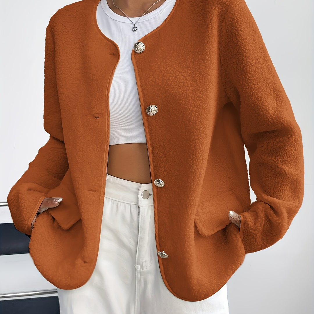 Avyona Elegant Button-Front Texture Jacket