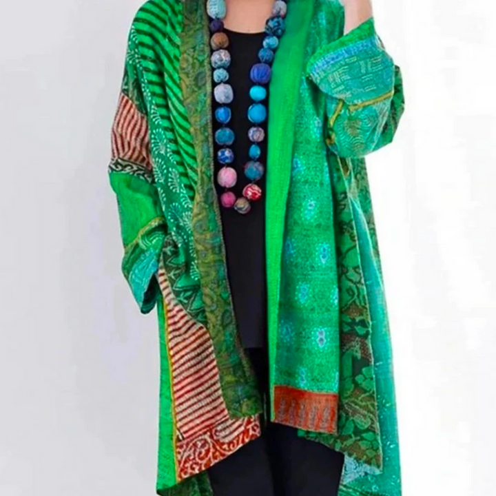 Autumn Boho Cardigan With Colourful Patchwork Design