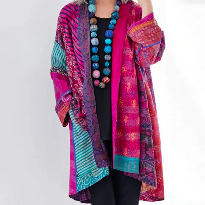 Autumn Boho Cardigan With Colourful Patchwork Design