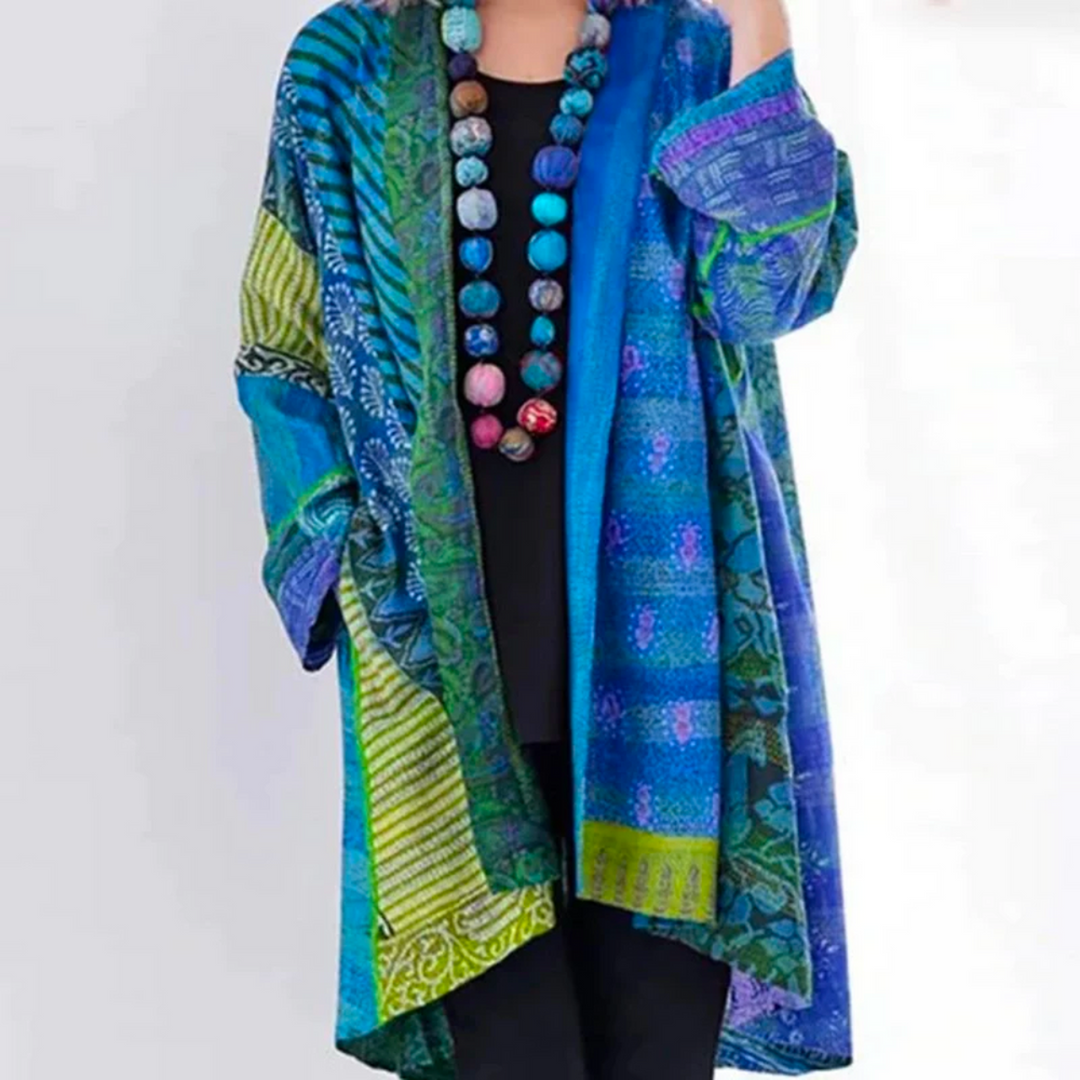 Autumn Boho Cardigan With Colourful Patchwork Design