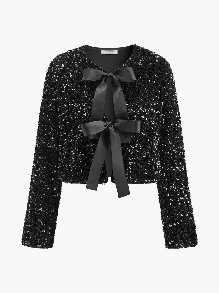 Celeste Sequin Bow Cardigan