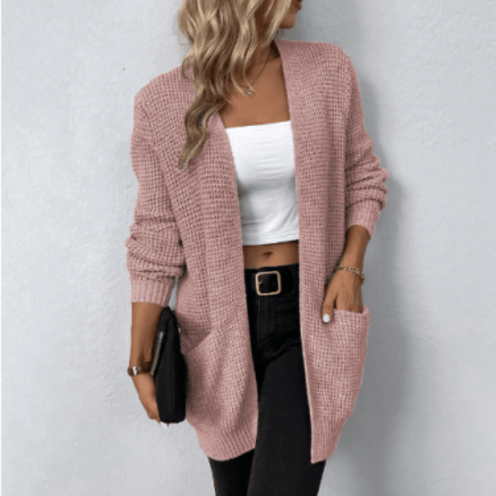 Cozy Open Front Long Cardigan With Pockets