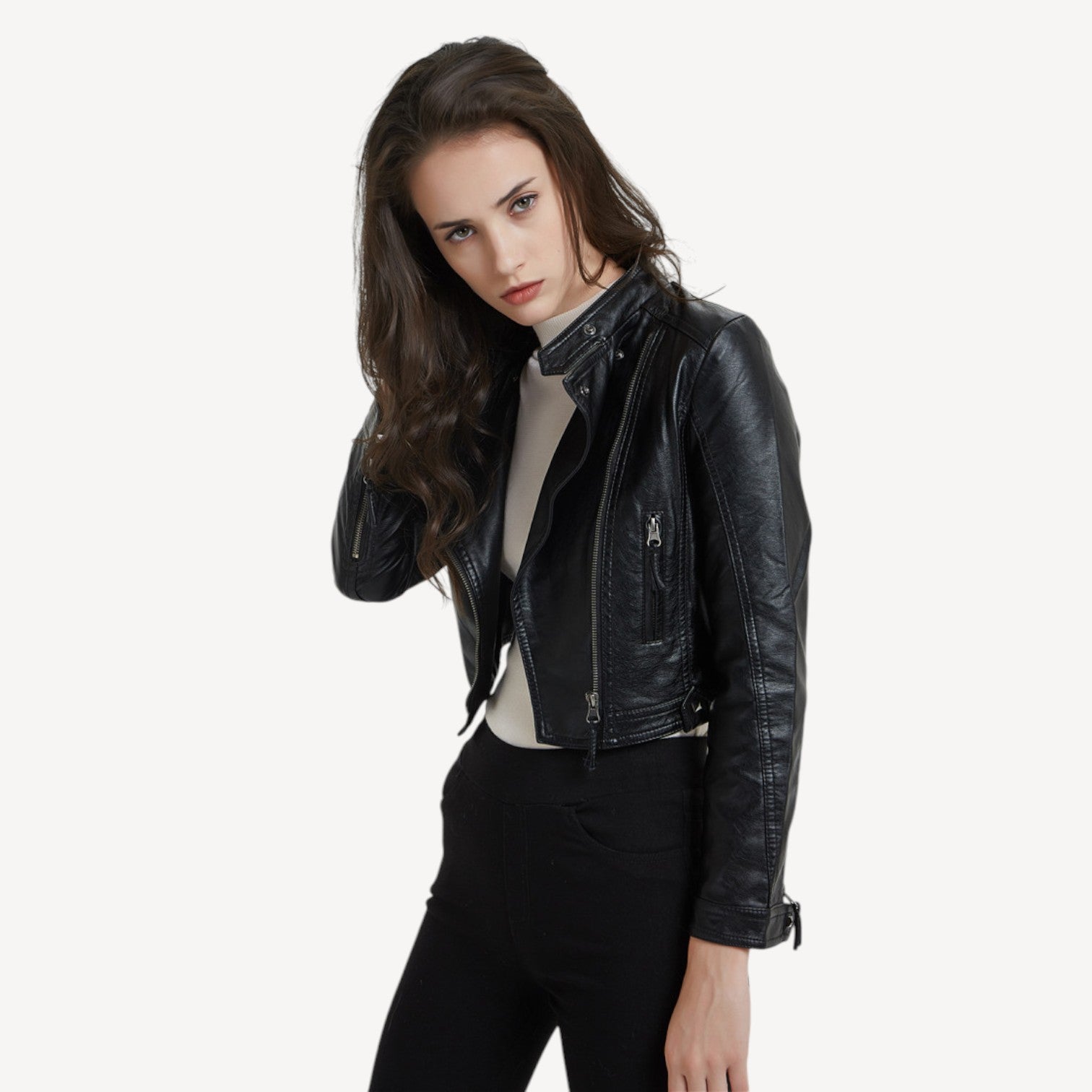 Cropped Black Vegan Jacket