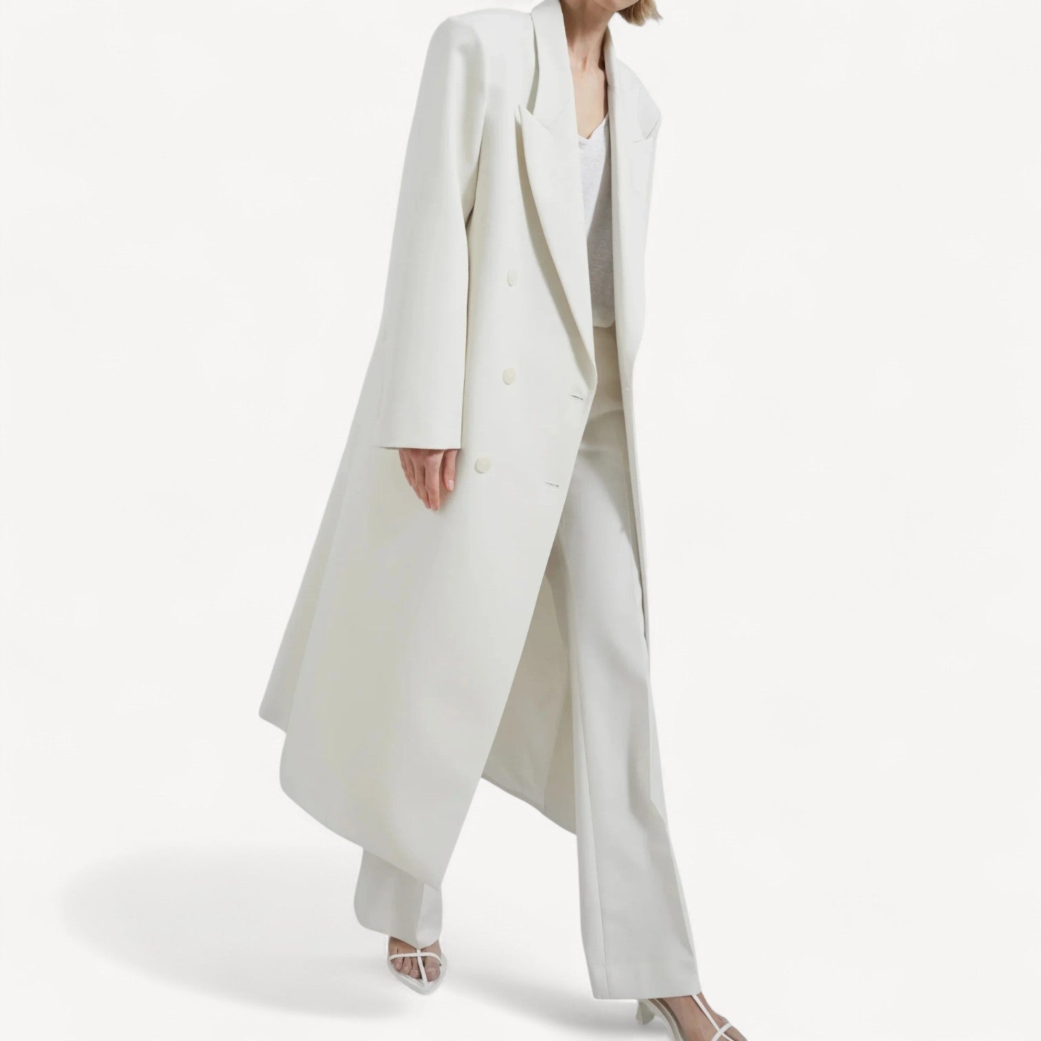 Buttoned Asymmetrical Wool Coat