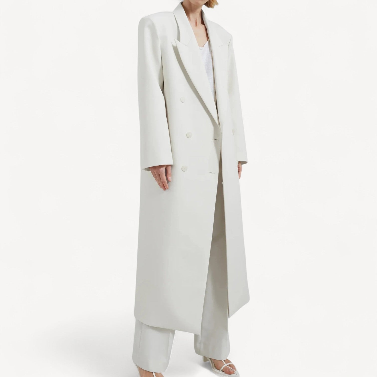 Buttoned Asymmetrical Wool Coat