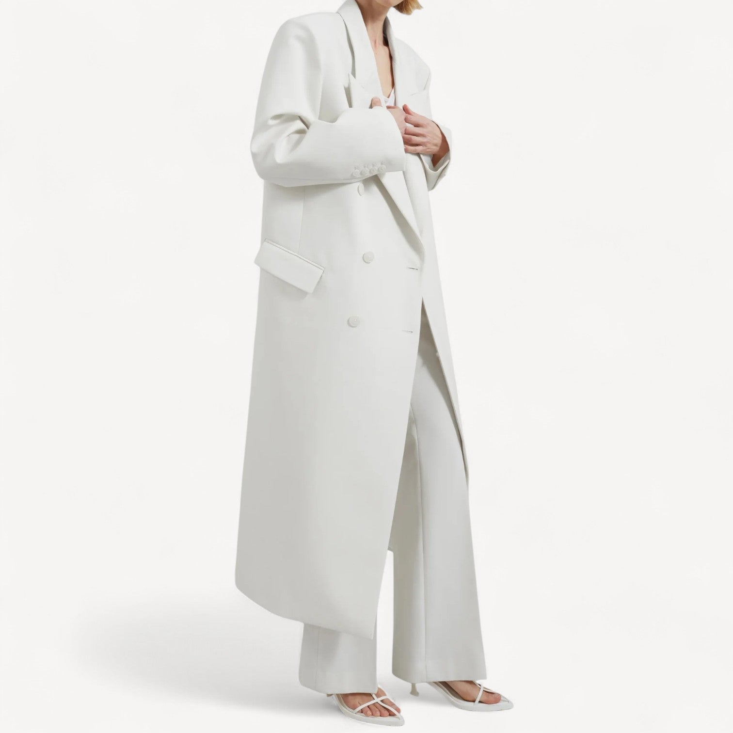 Buttoned Asymmetrical Wool Coat