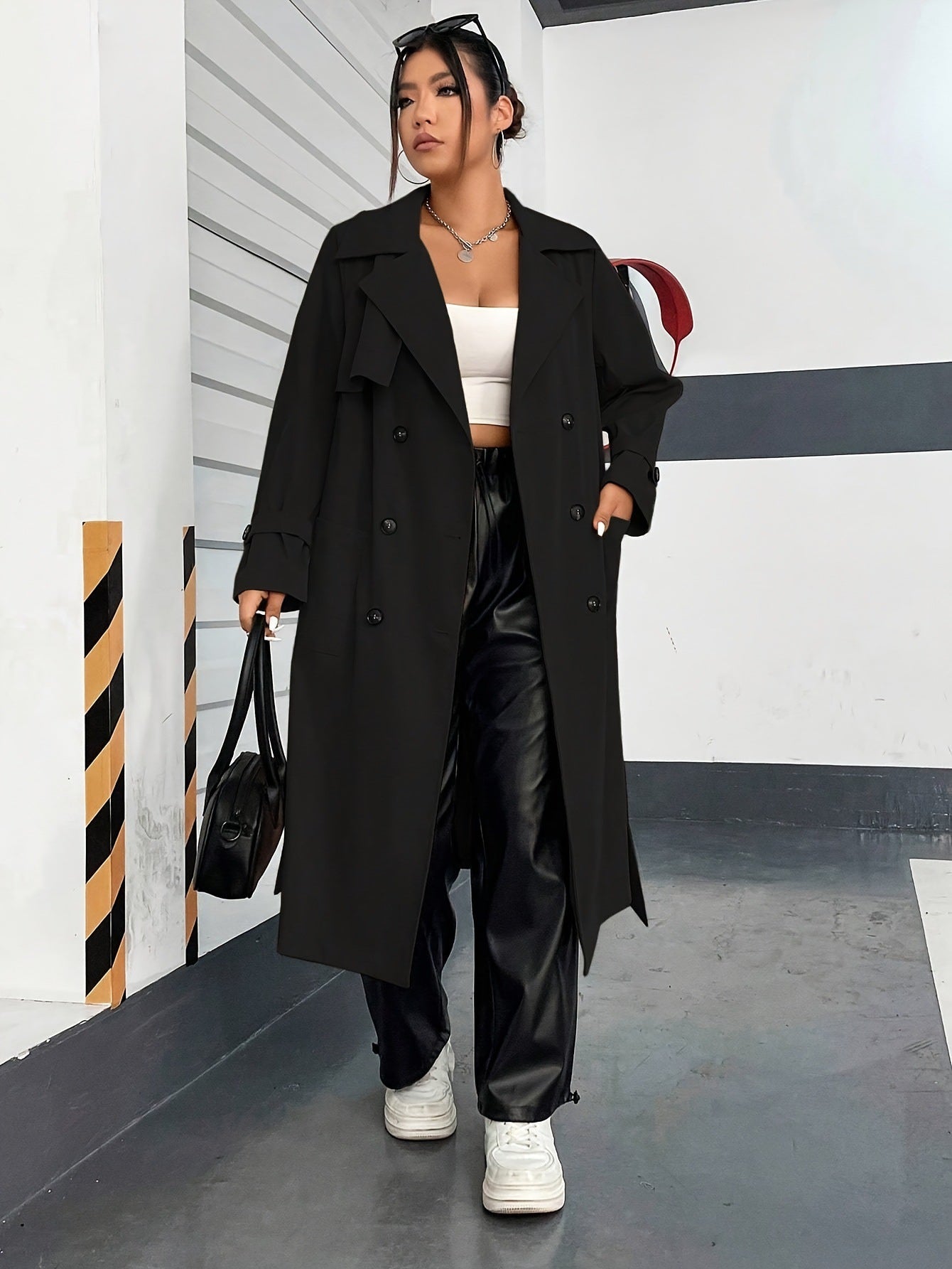 Double-Breasted Long Trenchcoat