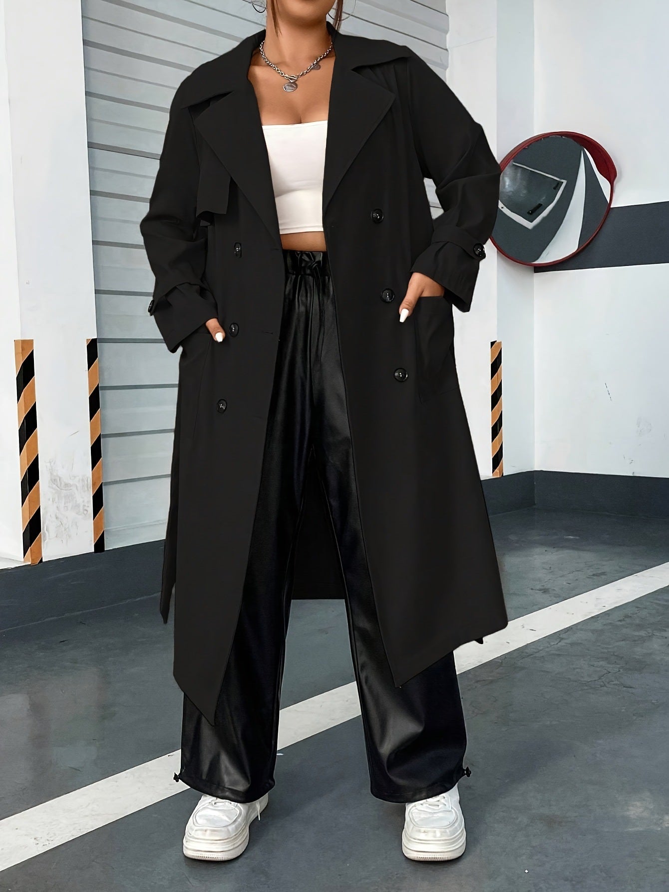 Double-Breasted Long Trenchcoat