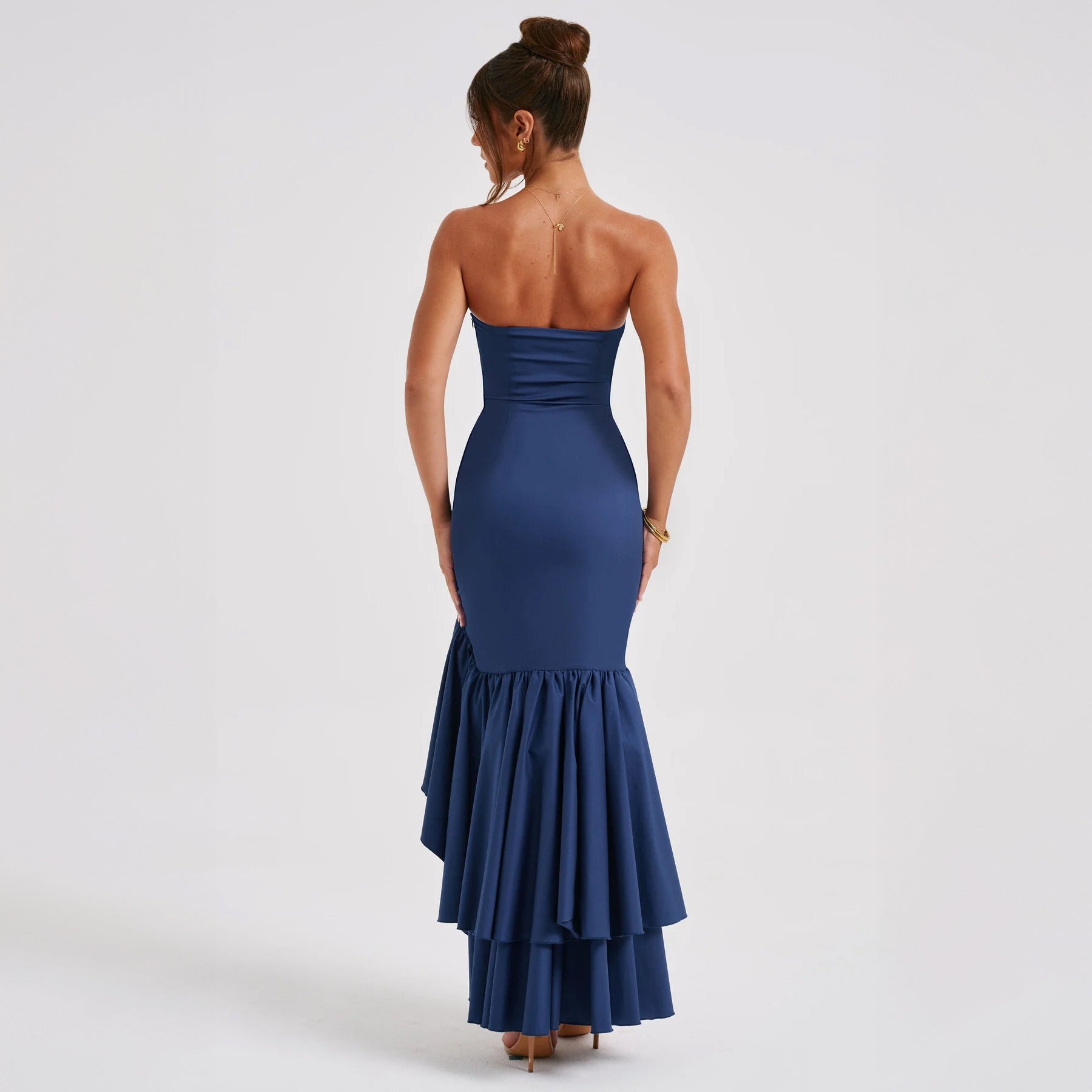 Strapless Ruffle Evening Dress