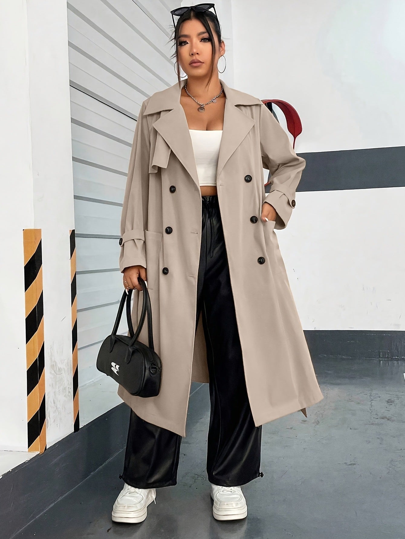 Double-Breasted Long Trenchcoat