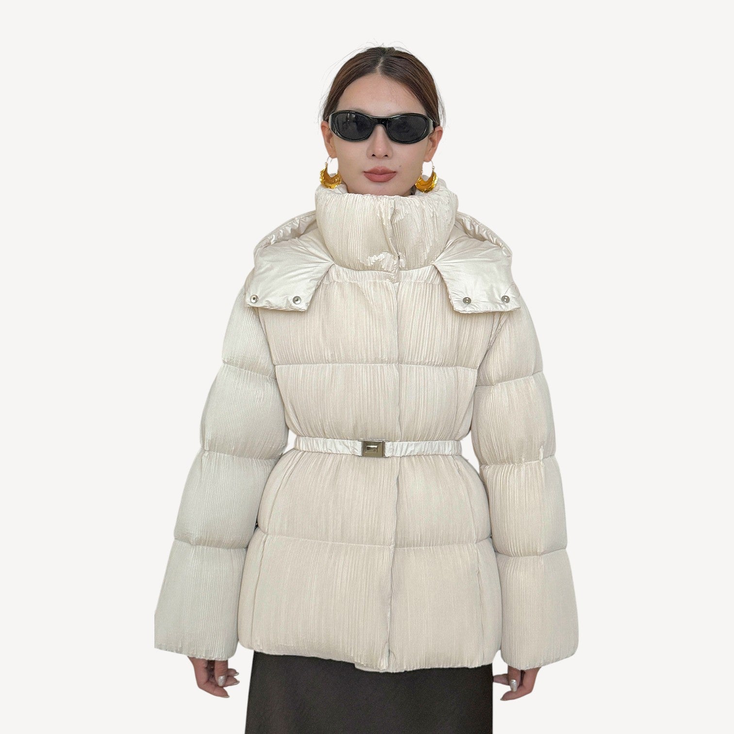 Belted Long Puffer Coat