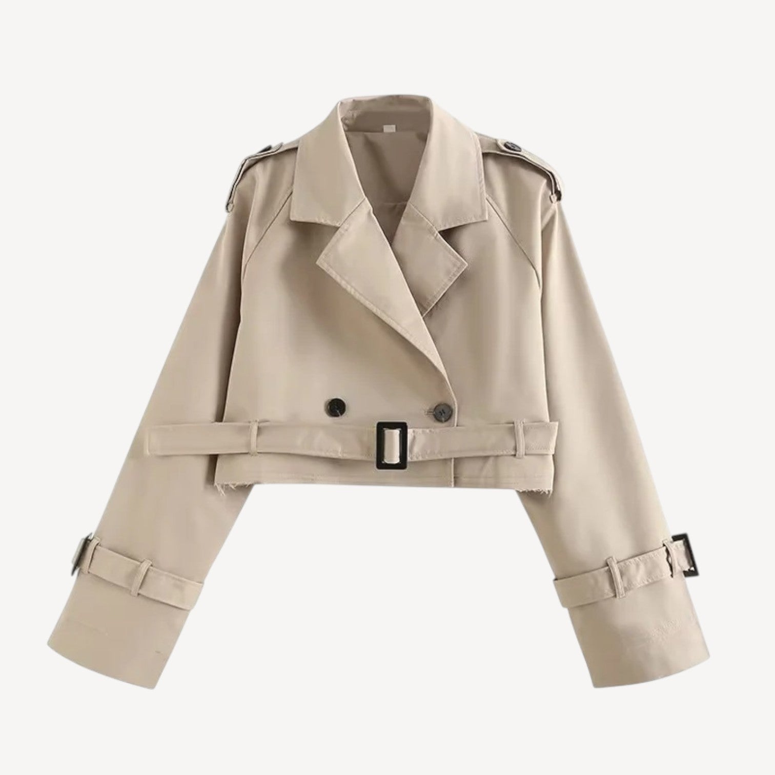 Cropped Beige Trench Coat