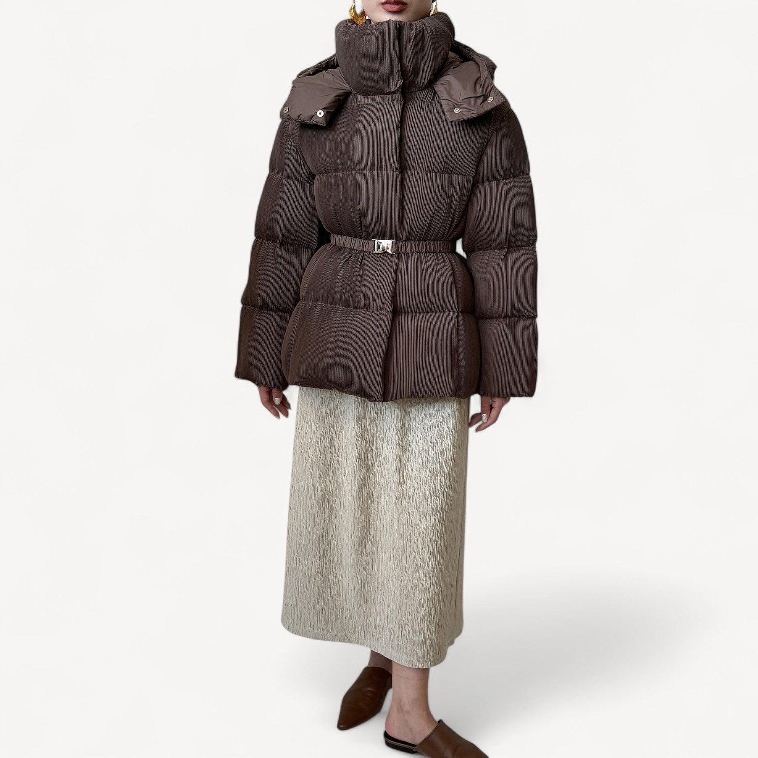 Belted Long Puffer Coat