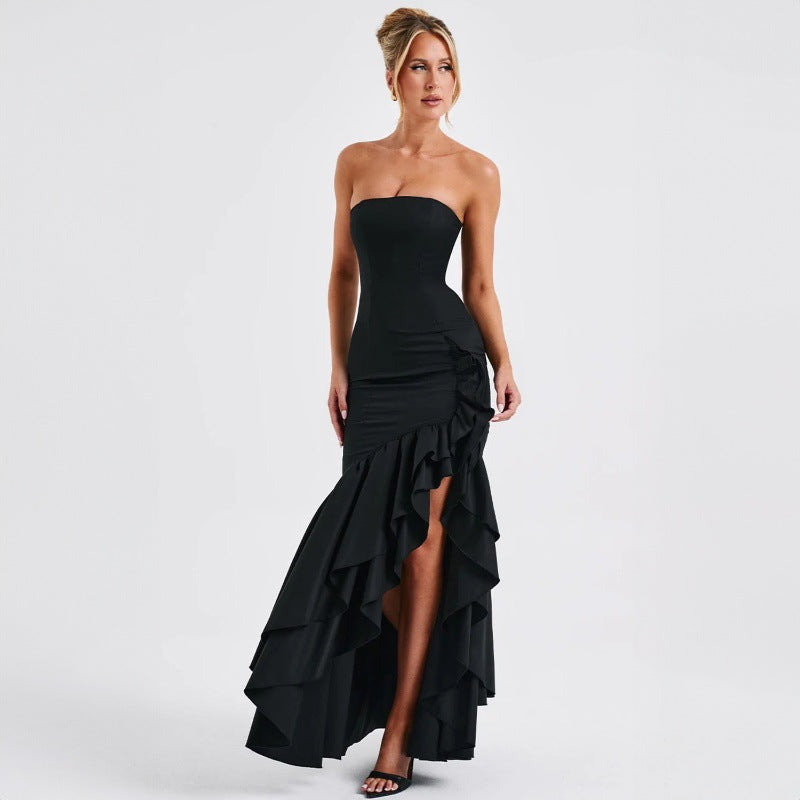 Strapless Ruffle Evening Dress