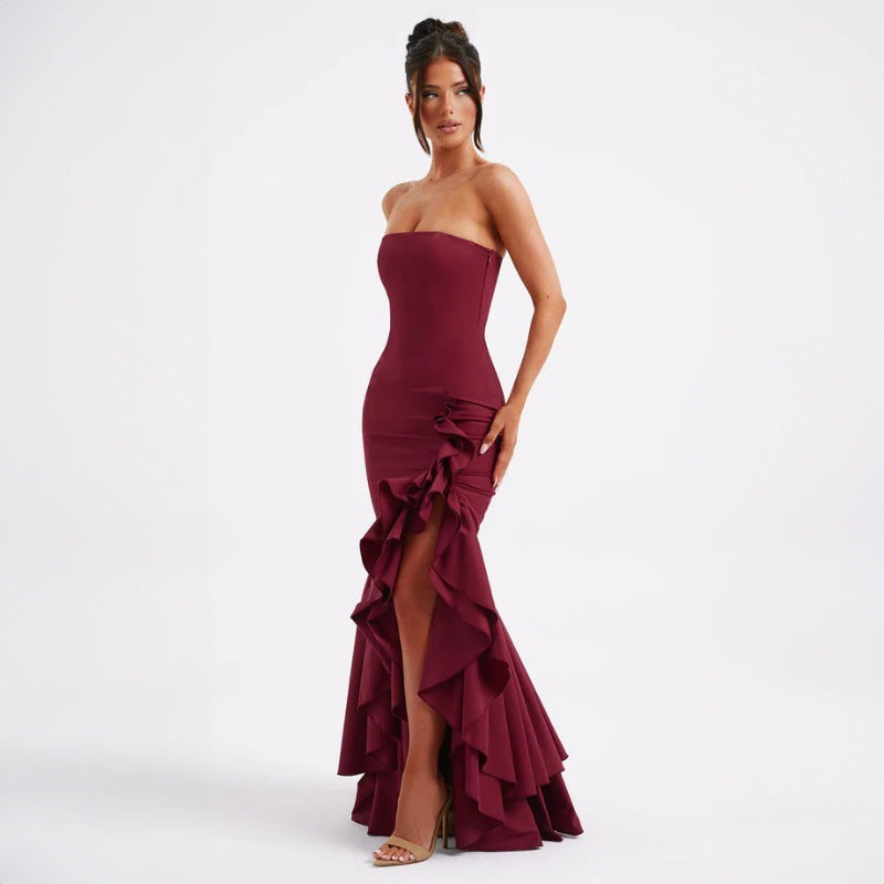 Strapless Ruffle Evening Dress
